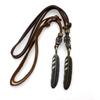 Clothing Accessories Personalized Simple Cowhide Necklace Adjustable Large Feather Pendant Sweater Chain