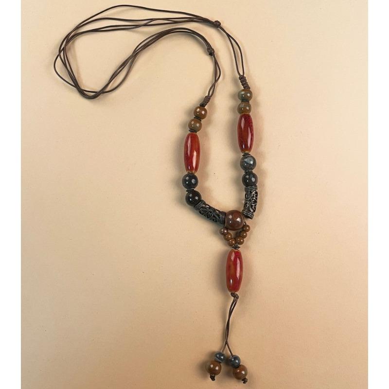 New Forest handmade ceramic necklace, women's retro versatile sweater chain simple long accessories pendant
