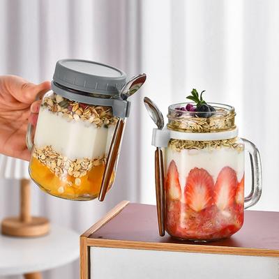 350ML Gece Boyu Yulaf Kupası Kapaklı ve Kaşıklı Mühürlü Gıda Kahvaltı Kupası Taşınabilir Tahıl Süt Salata Yoğurt Kupası Mutfak Eşyası