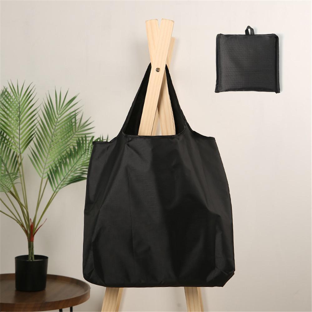 

Eco-Friendly Folding Shopping Bag Waterproof Reusable Shoulder Handbag for Travel Grocery Fashion Pocket Tote Solid Color Bag чёрный