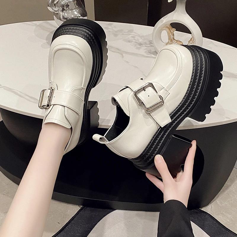 Fashion Ladies Shoes 2025 High Quality Buckle Strap Women's High Heels Fashion Round Toe Dress Pumps Women Hot Sale Solid Platform Heels