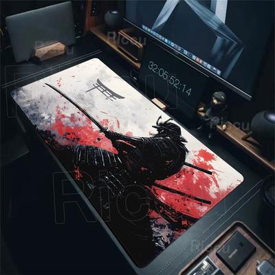 Samurai Warrior Mouse Pad Black Extended Mousepad Gamer Computer Accessories Keyboard Table Mat Company Gaming Laptop Desk Mats