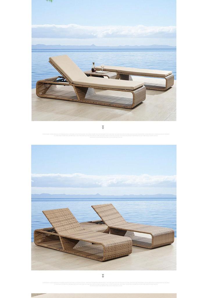 Rattan Outdoor Lounge Chair for Pool, Beach, or Balcony
