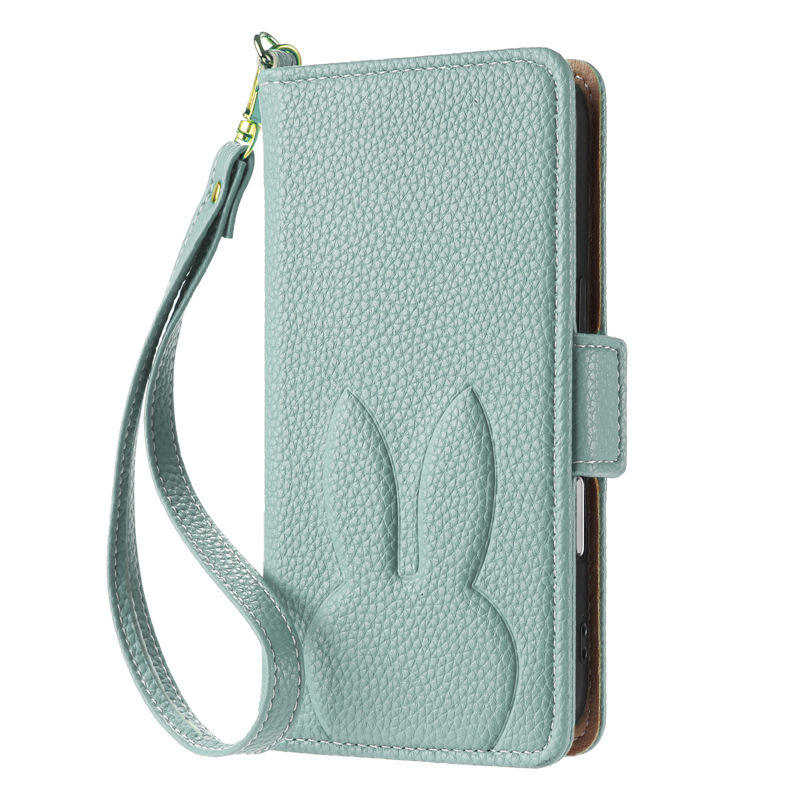 New Cute Bunny Magnetic Flip Case Pouch for iPhone 16/16E/16 Plus/15 Pro/14 for iPhone 8 Plus Wallet Case Cover with Rope For iPhone11