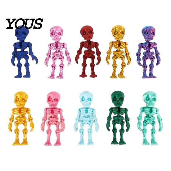 Novelty Holiday Gift 10Pcs 3D Printed Skeleton Figurines with Movable Joints, Articulated Man Interactive Model Fidget Toy, Mini Posable Toys,