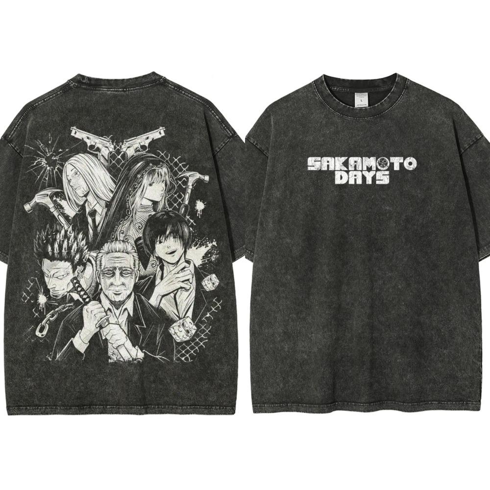 Anime Washed Vintage Sakamoto Days Women Men Fashion Hip Hop Oversized T-shirts Summer Cotton Comfort Female T Shirt Top