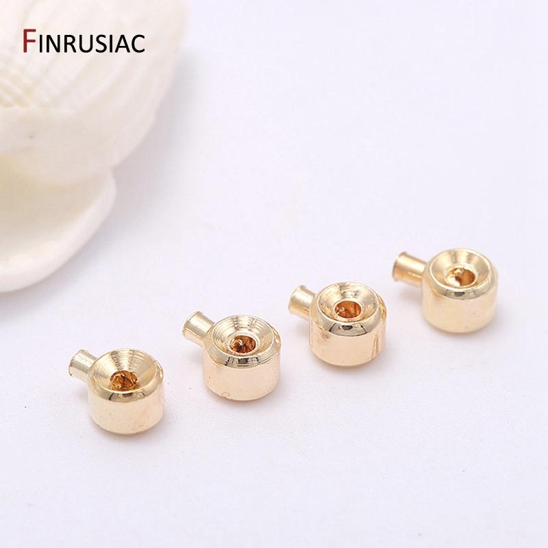 14k Gold Plated Crimp End Beads DIY Bracelet Stopper Beads Closures Lamps For Jewelry End Clip Clasps Jewelry Making Supplies