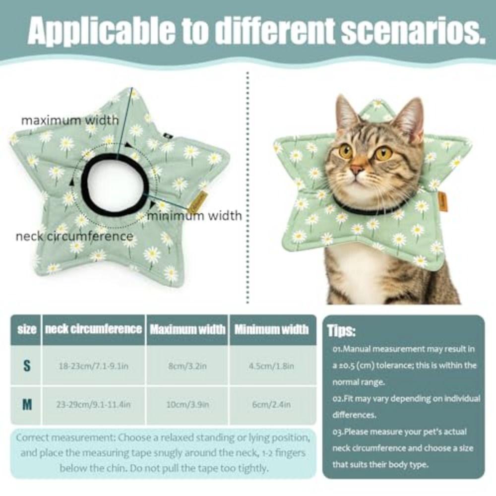 Adjustable Pet Protection Collar Star Shape Soft Elizabeth Cat Collar Floral Prevent Licking Dog Muzzle Collar