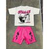 2026 New Spring American Hip-hop Style Men's Round-neck Top And Casual Shorts, Street Fashion Trend Men's Short-sleeved 2pcs Set