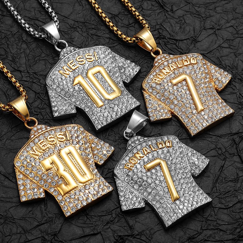Messi Cristiano Ronaldo Neymar Haaland Football Jersey Man Necklaces Stainless Steel Pendant Chain Jewelry Gift Wholesale