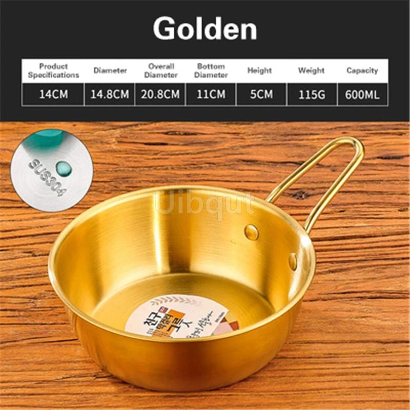 Rice Golden Bowls with Handle Wine Bowl Cooking Basin Seasoning Bowl Noodle Bowl Korean 304 Stainless Steel Rice Wine Bowls