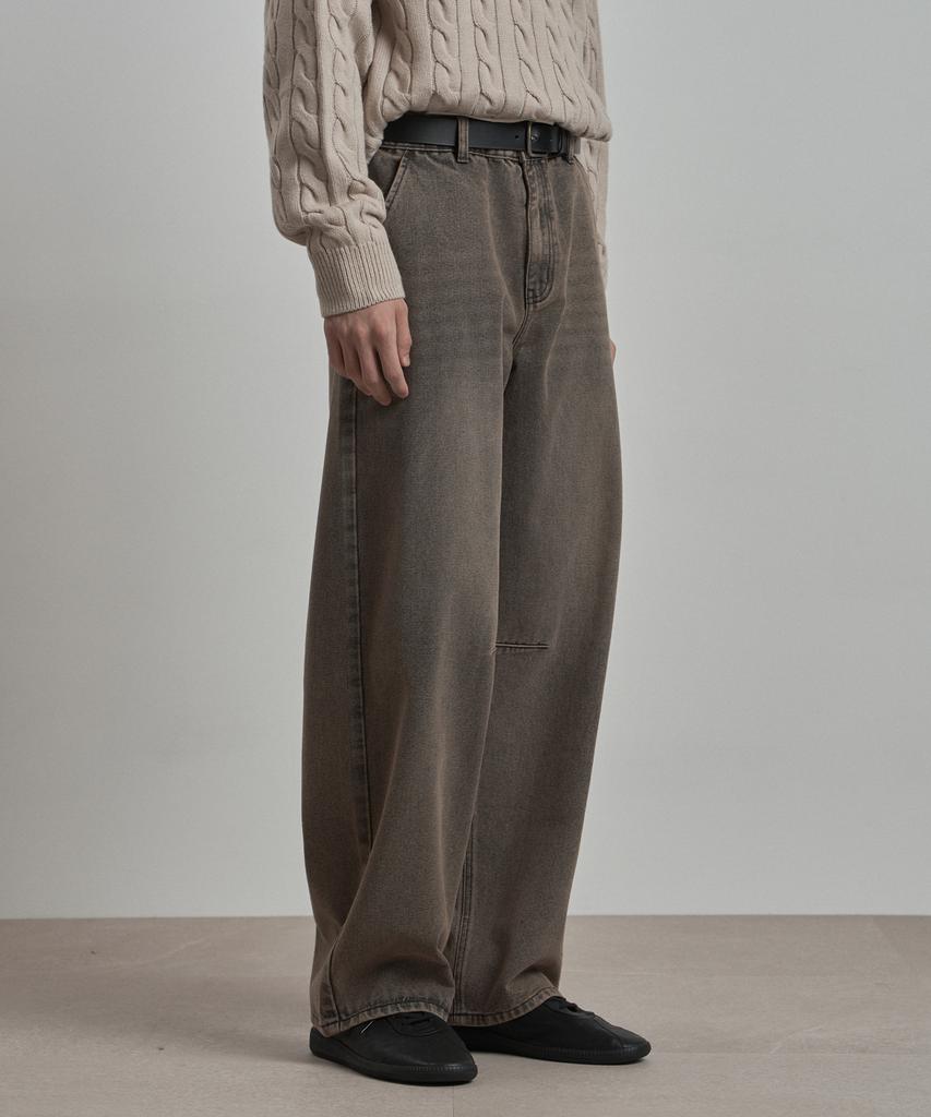 WORK ON BODY OFF Ez Semi-Wide Curved Denim Pants [Sand]