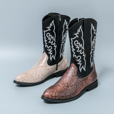 High Quality Embroidered High Top Men Leather Boots Classic Retro Style Western Denim Boots Fashionable Luxury Brand Casual Boot