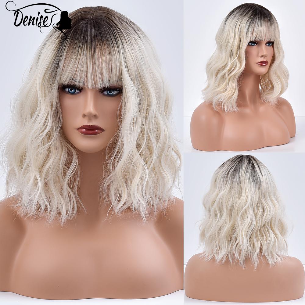 Nová Cosplay paruka CRUELLA De Vil Napůl bílá Napůl Černá Syntetické krátké vlnité paruky s ofinou Pro ženy Tepelně odolné přírodní vlasy