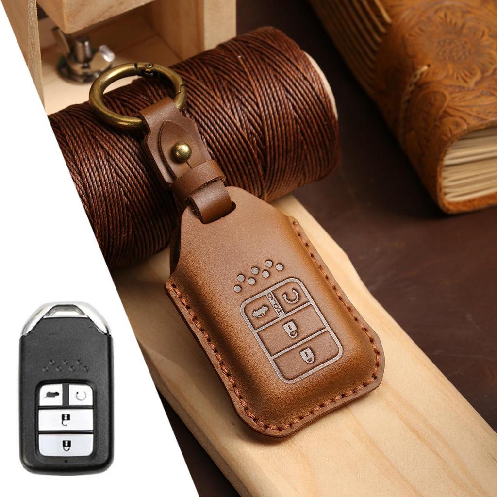 Genuine Leather Key Cover for Honda Civic & Accord - Full Wrap Cowhide Protection