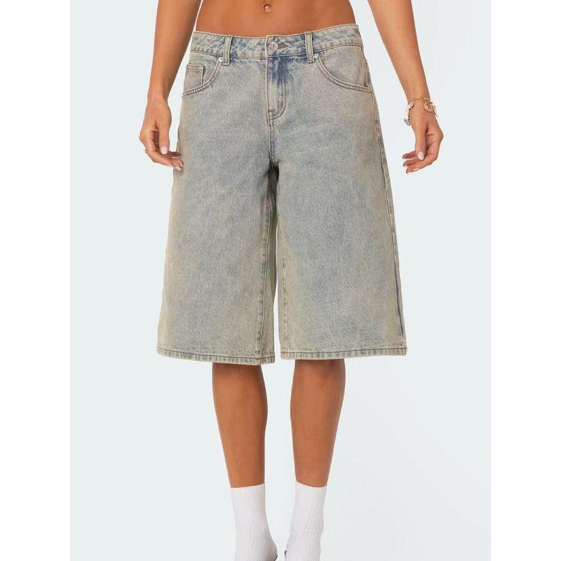 Edikted2025 Summer New Arrival Niche Style Long Pickling Denim Bermuda Shorts Loose Casual Slim Fit Slimming