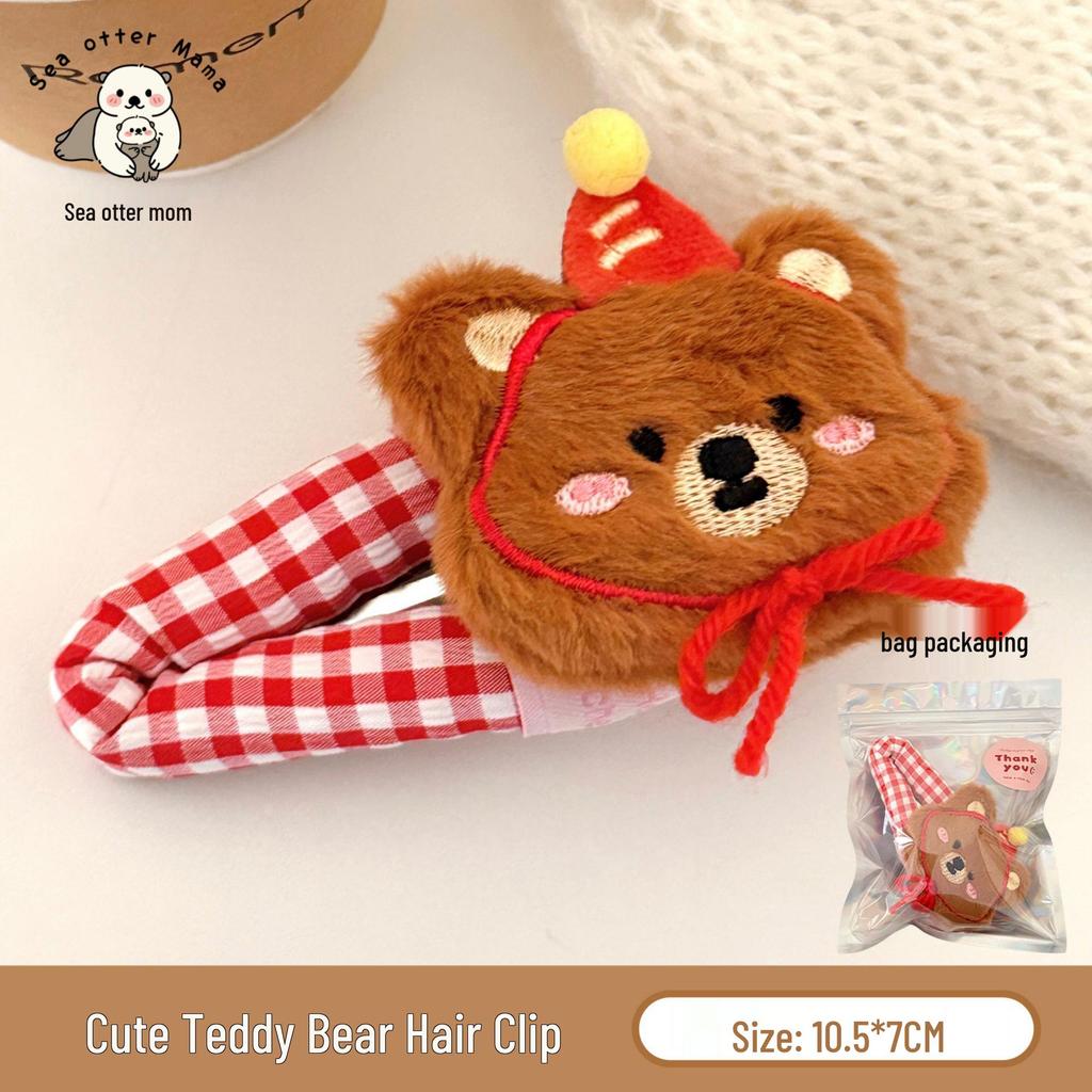 Korean Style Cute Cartoon Rabbit Gingham Hair Clip for Girls