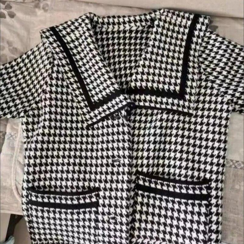 Buy Korean Houndstooth Sailor Collar 