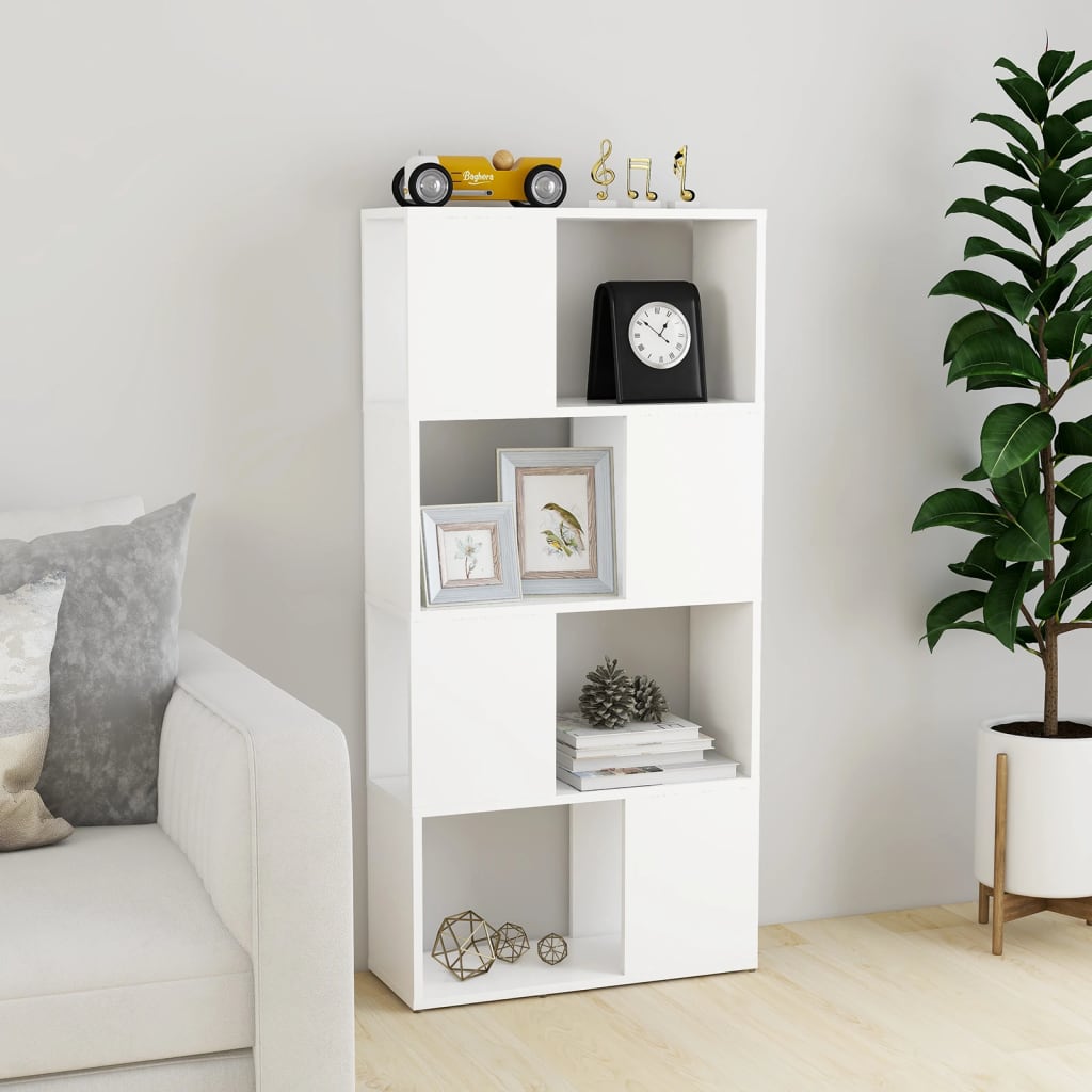 Bookshelf Room Divider White 60 x 24 x 124.5 cm Engineered Wood