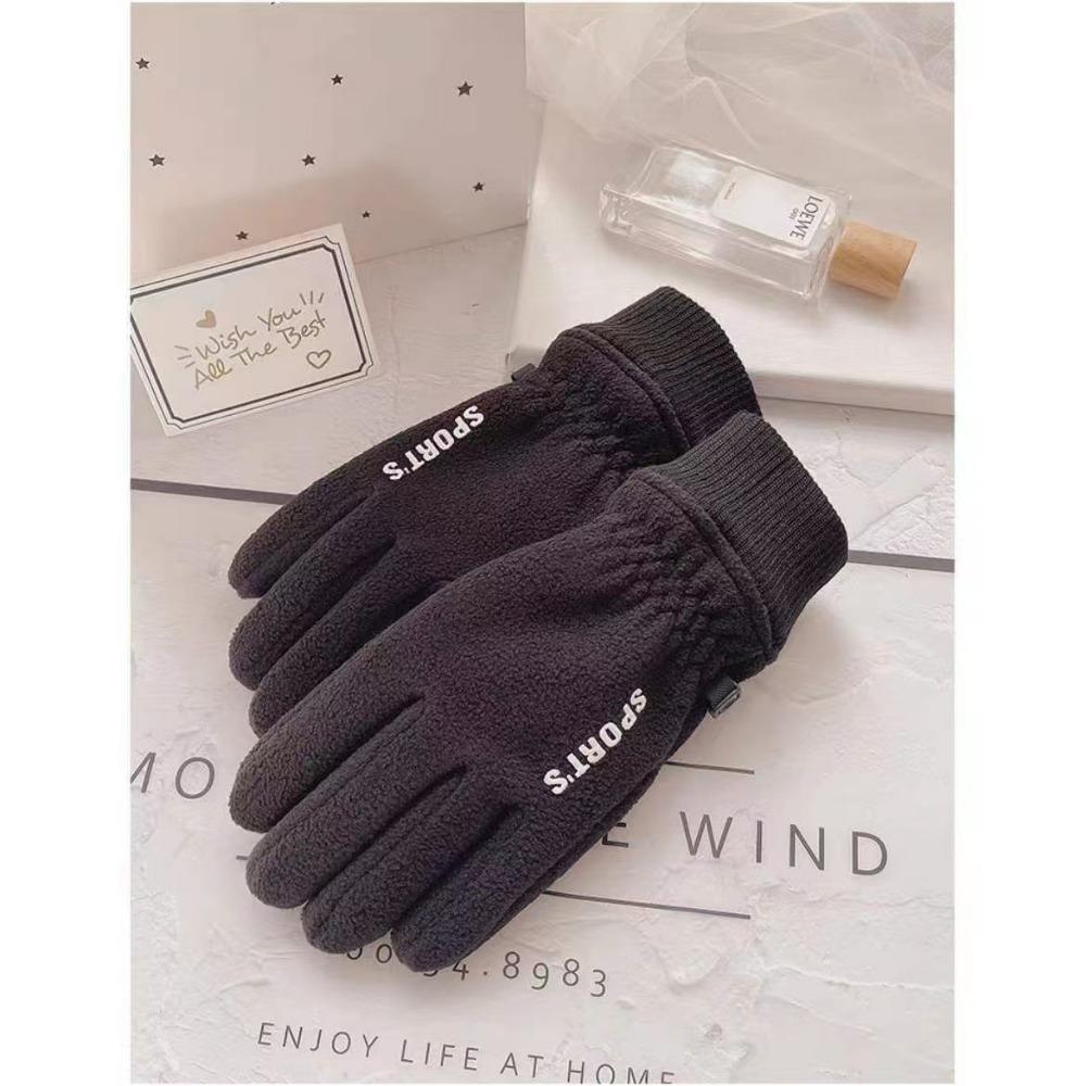 

Перчатки зимние теплые флисовые утолщенные для улицы, для езды, вождения, спорта, с сенсорным экраном, флисовые one size fits all чёрный