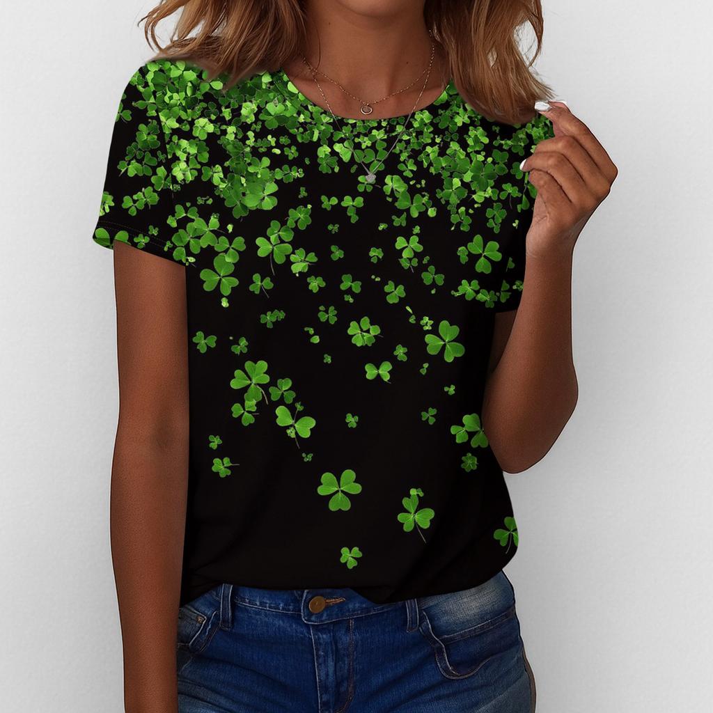 Women's T Shirt Tee Print Short Sleeve Daily Weekend Fashion Basic Regular Top  St. Patrick's Day
