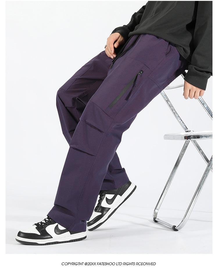 2024 Men's Trendy High Street Cargo Pants: Spring/Autumn, Handsome Loose Fit, Waterproof for Outdoor and Mountaineering