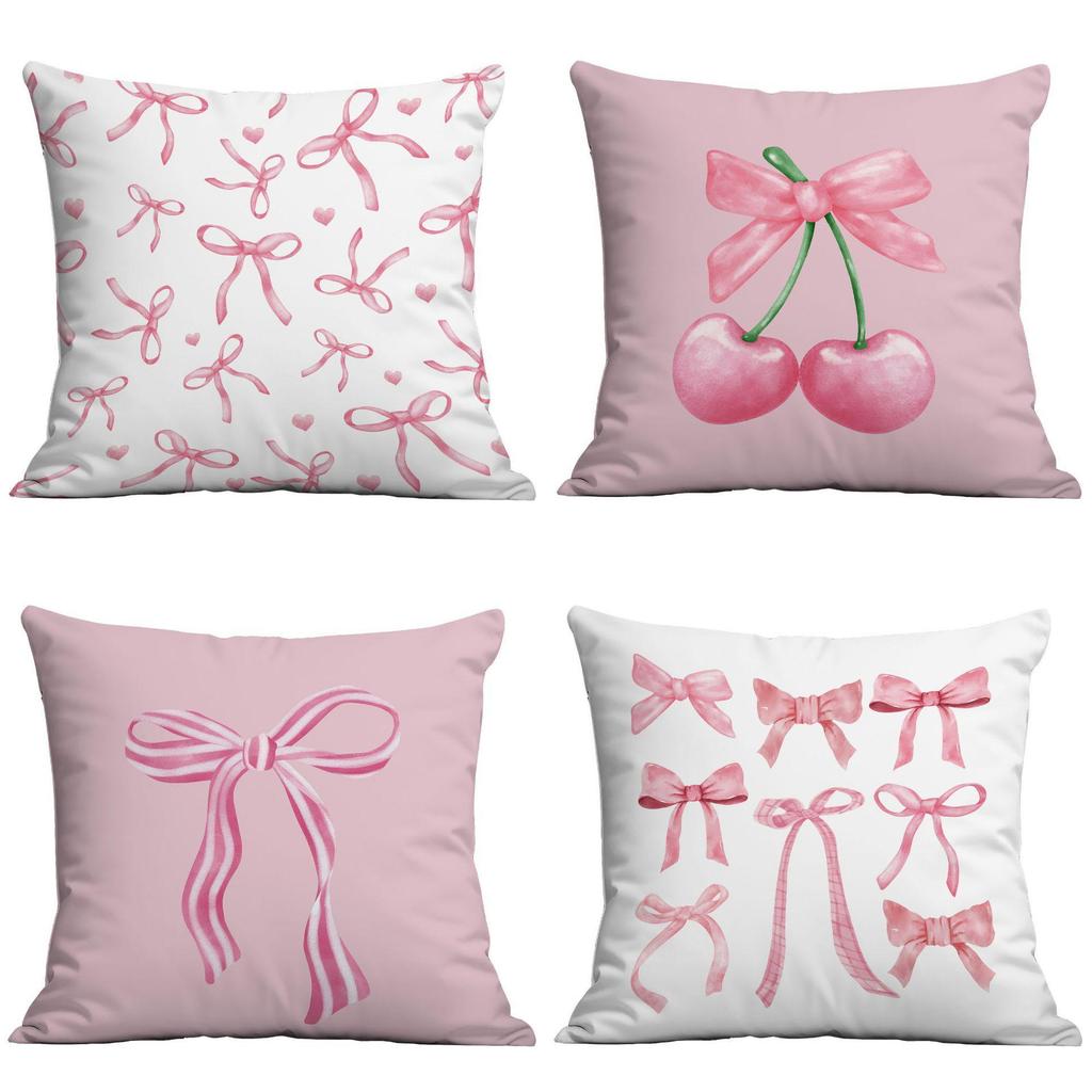 Pink Bowknot Fresh Style Custom Pillowcase for Home, Living Room, or Bedroom