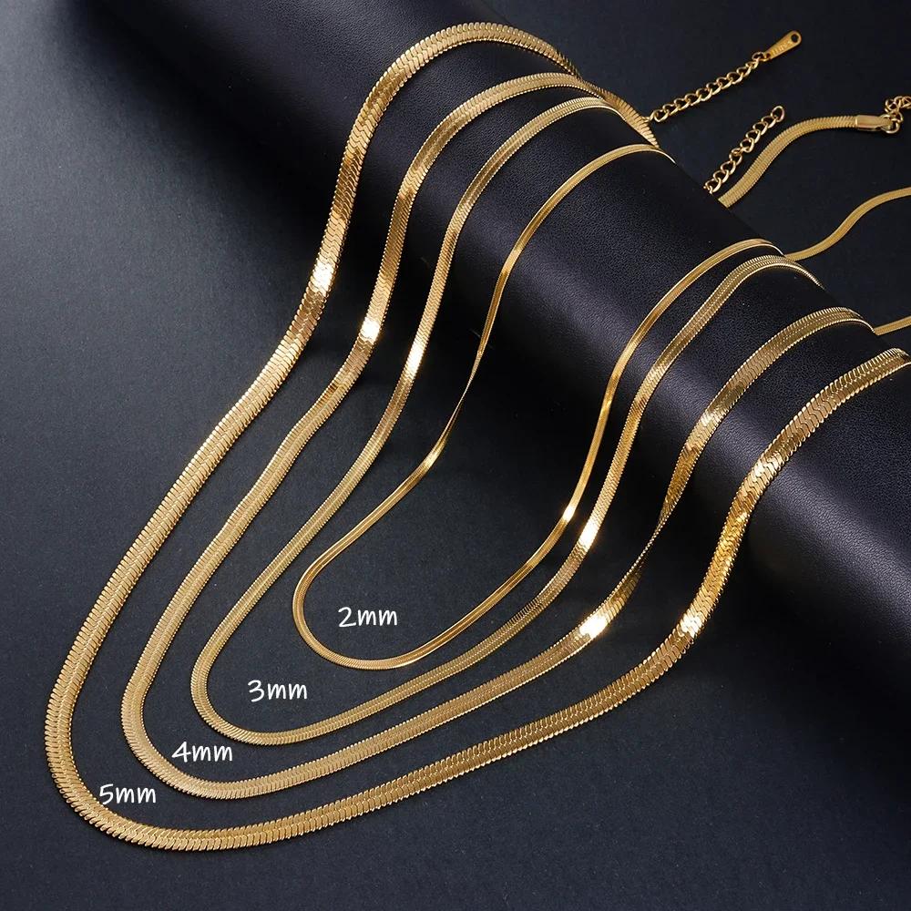 925 Sterling Silver Gold Snake Chain Necklace for Women Men Herringbone Choker Neck Chains 2025 Trend Jewelry Gift Hot