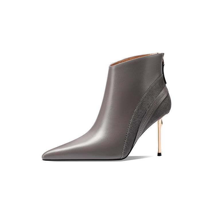 Moda 2025 Invierno Nuevas Botas de Moda Empalmadas Botas de Mujer Botas de Punta para Mujer Zapatos de Cuero Genuino Zapatos De Mujer Tacones Altos