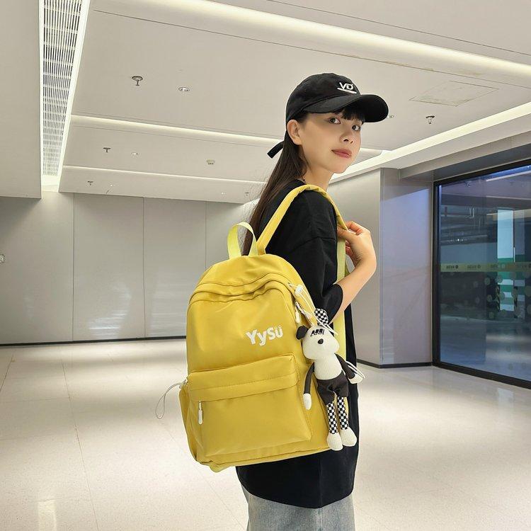 Schoolbag Trend Solid Color School Bag Campus Elementary School Students Junior High School Students Fashion Commuter Versatile Large Capacity Travel