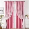 Lace Blackout Curtains Double Layer with Sheer Star Pattern Embroidery Thermal Insulated Curtain Princess Curtain  Luxury Double Layer Curtains