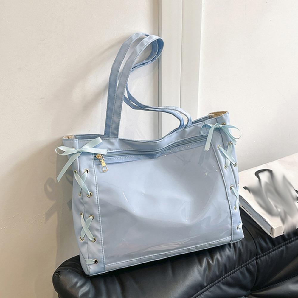 Lace-up Simple Itabag Cross Ribbon Shoulder Bag Pouch Bag Transparent Pocket  Fans Supplies