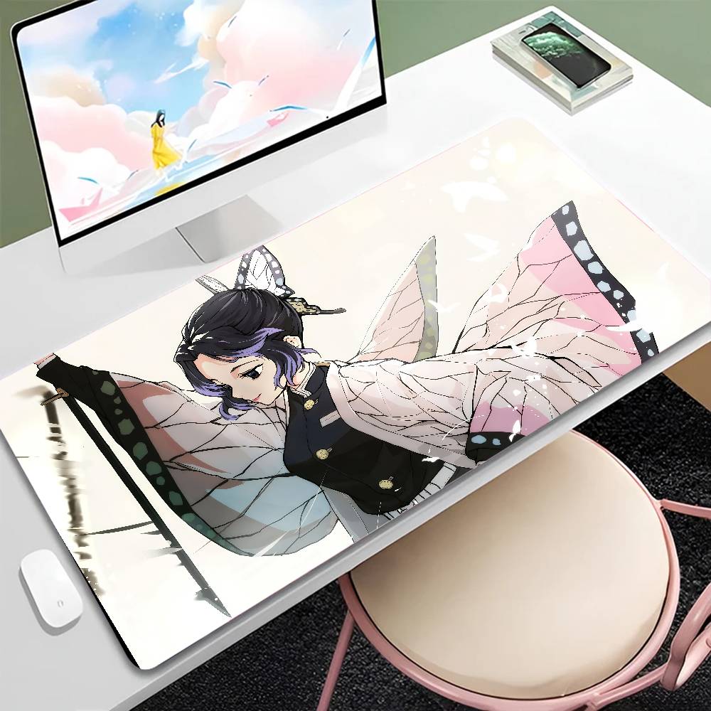 Tappetino Mouse Gaming Anime Demon Slayer Giyuu Grande Tappetino da Scrivania per Tastiera in Gomma con Bordo Cucito da 2MM