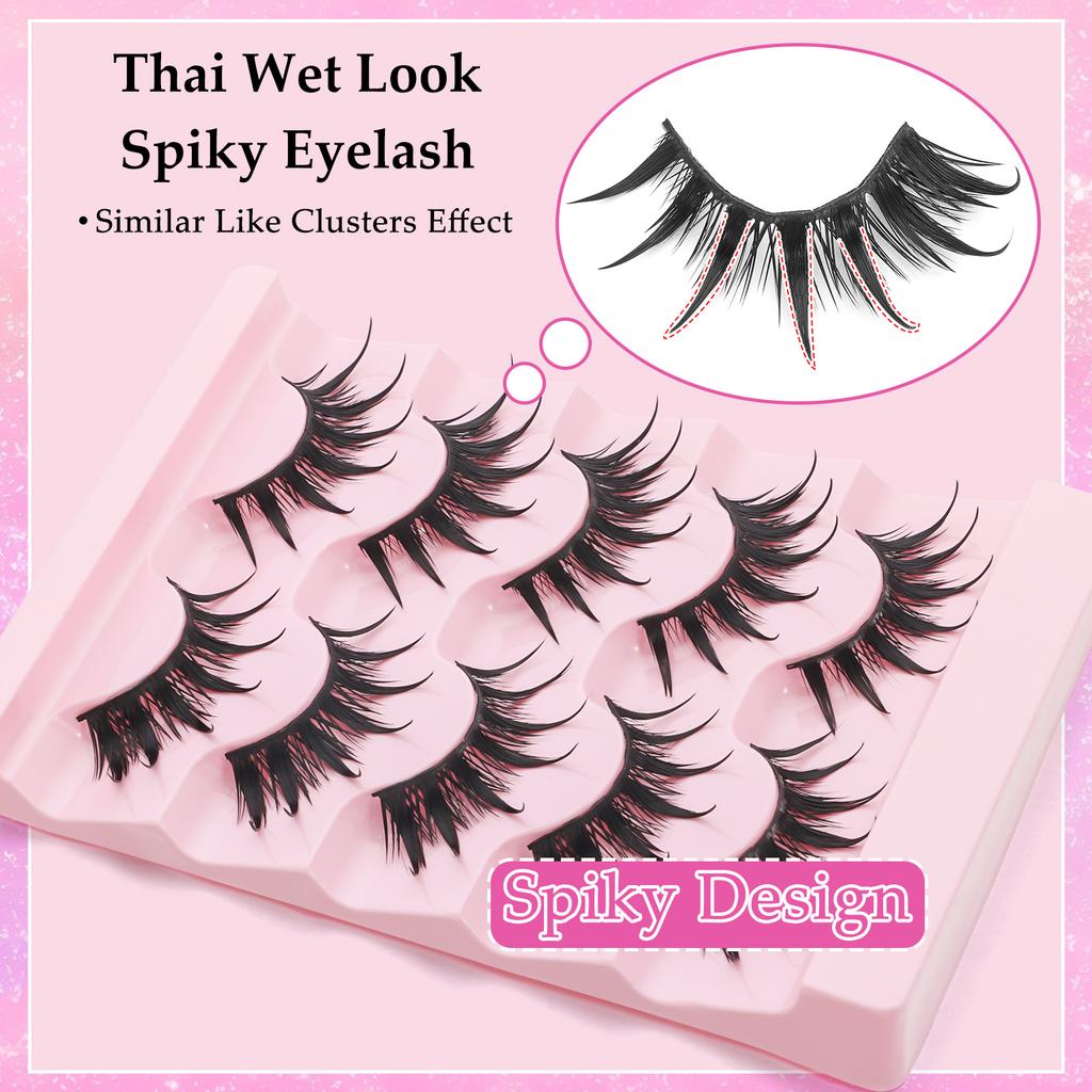 Thick Long Soft Band Wispy Fluffy 3D Faux Mink Eyelashes Thai Wet Eyelashes False Eyelashes
