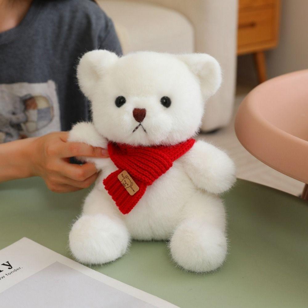 Cartoon Scarf Bear Soft Pillow Stuffed Scarf Bear Stuffed Dolls Bear Plush Toy Room Decor