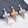 Stainless Steel Jesus Crucifix Cross Pendant Necklace for Women Men Religious Faith Prayer Charms Chain Amulet Metal Jewelry