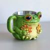 Resin Frog-Shaped Coffee Cup Anti Slip Cartoon Water Cup Safe Frog Floral Pattern Mug  Juice