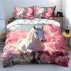 White Horse Sakura Scene Decor Soft Comfortable Duvet Cover Bedding Set Included 1*Duvet Cover & 2*Pillowcases gift