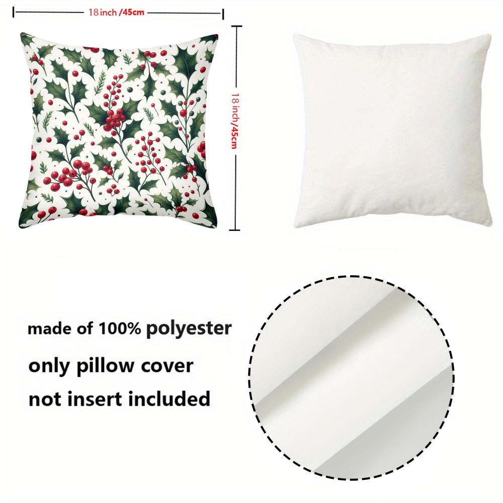 1 Pieces Christmas Holly Pattern Decorative Throw Pillows Polyester pillowcase, sofa decorative cushion cov Headboard Pillow