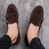 New British Trend Suede Leather Monk Strap Shoes for Men Fashion Designer Dress Formal Wedding Prom Footwear Zapatos Hombre