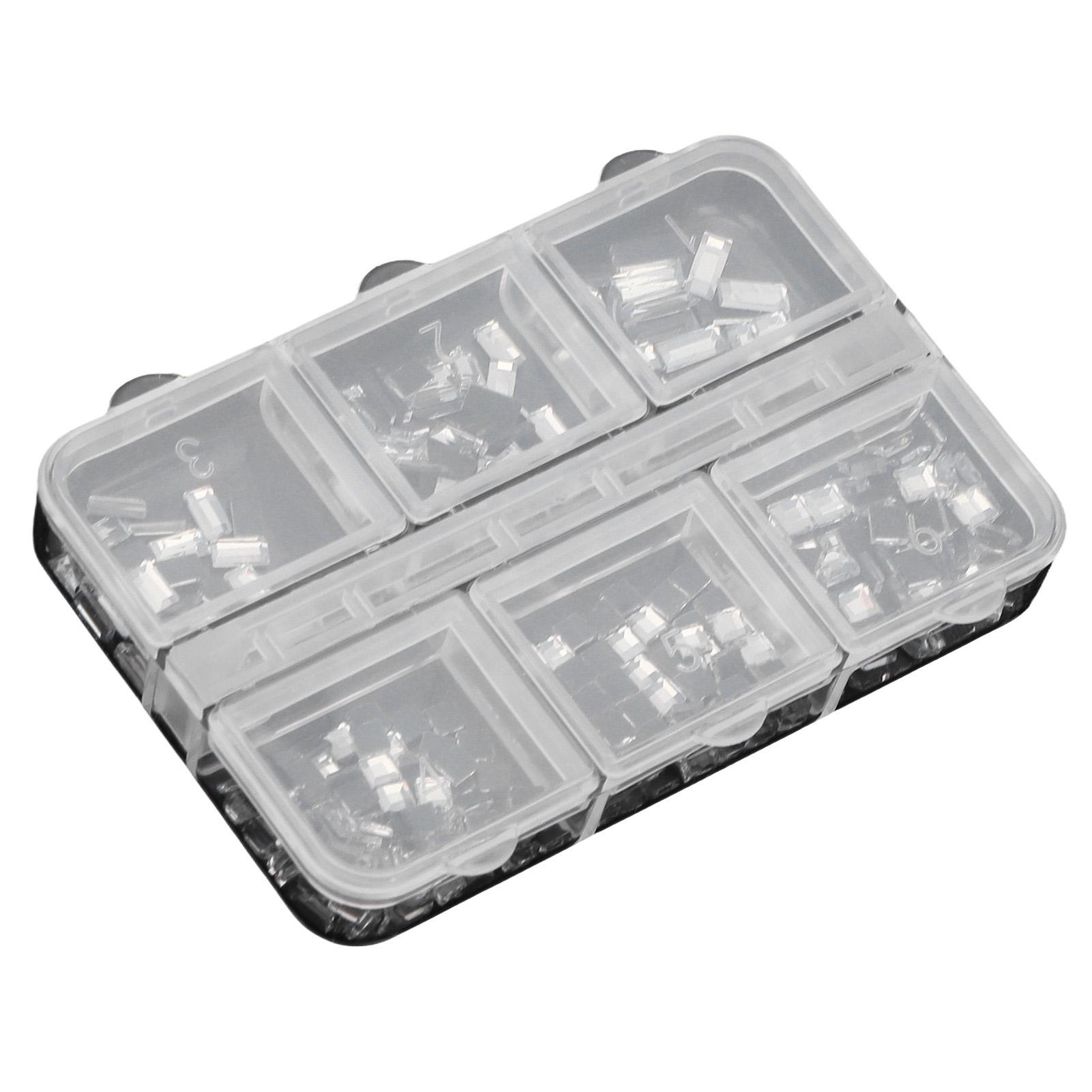 

2 коробки страз с плоской задней стороной, 6 ячеек, сделай сам, модные квадратные прямоугольные стразы для нейл-арта