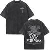 Christian Jesus Bible Verse Washed T-shirts Men's Women Fashion Vintage Oversized T Shirts Harajuku Cotton Short Sleeve T-shirt