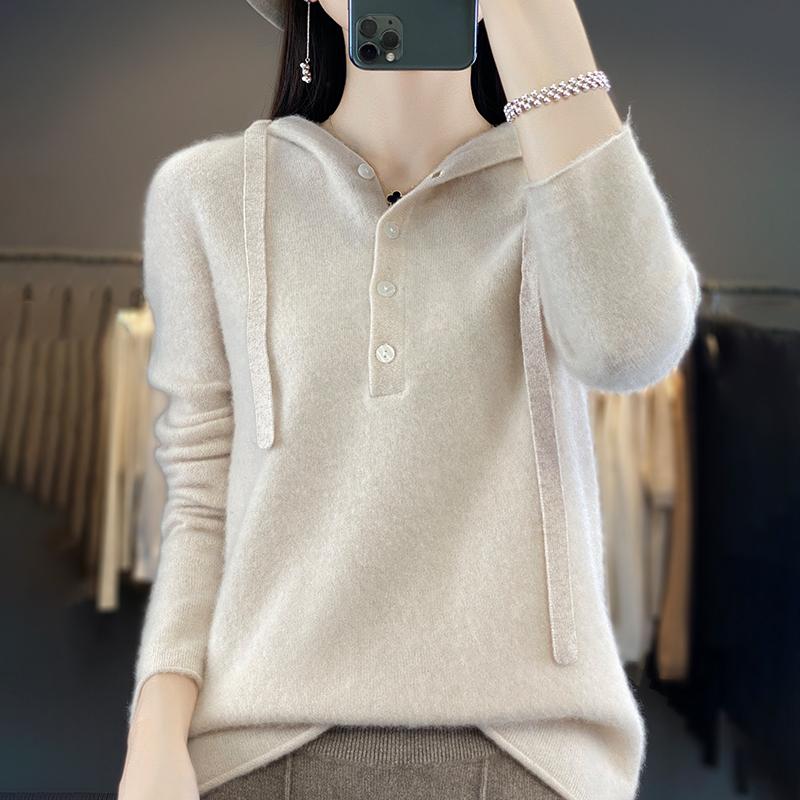 Women's Cashmere Sweater Qinghe Cashmere 30% Cashmere 70% Wool Women's Autumn and Winter Cashmere Pullover Soft and Warm