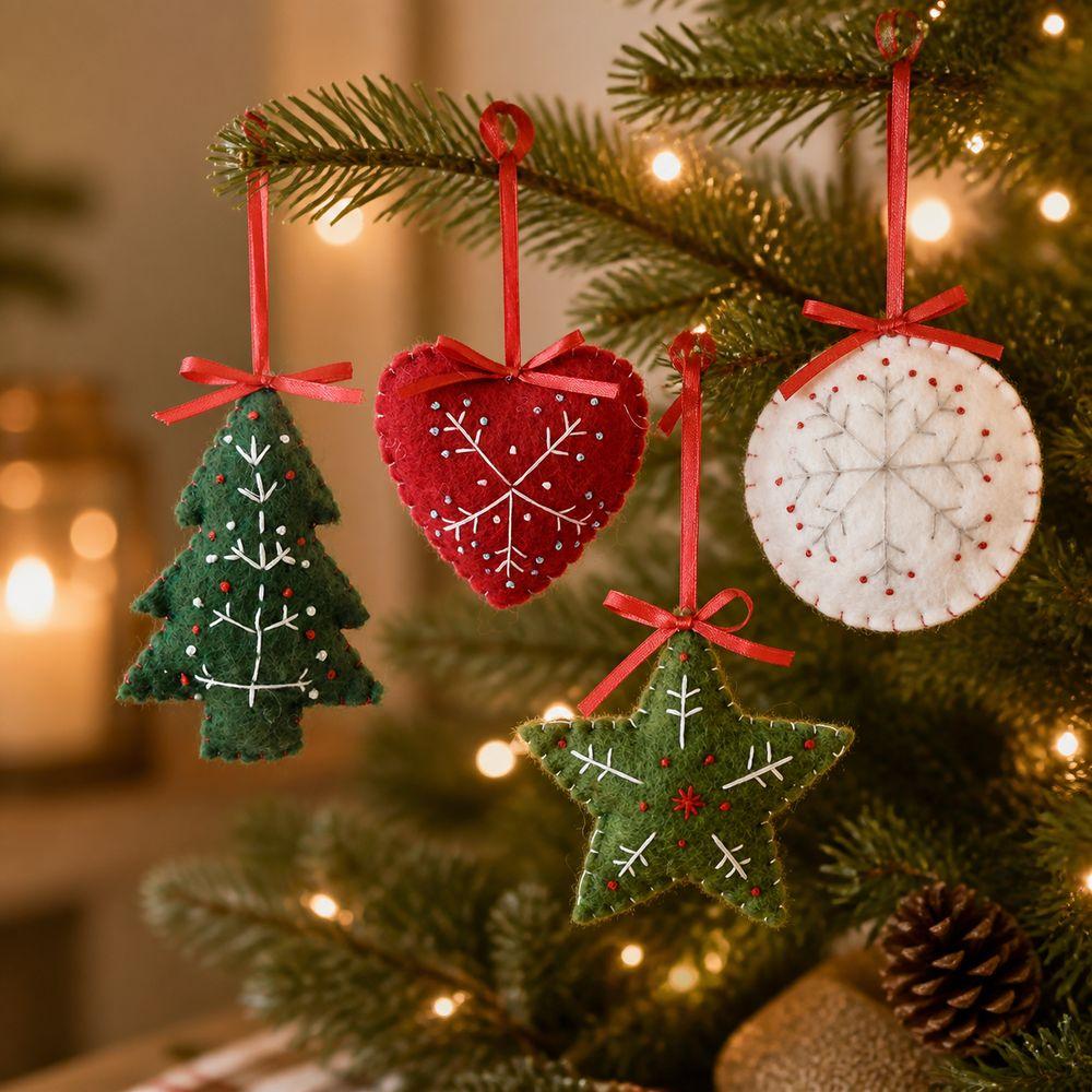 Handmade Felt Ornaments Wool Felt Christmas Tree Decorations Christmas Tree Decor
