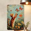 Metal Poster Wall Art Retro Cat Butterflies Vintage Tin Sign Home Decor