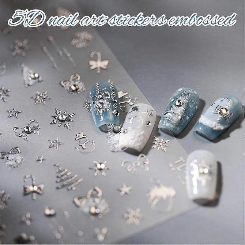 Christmas Nail Stickers, 2pcs 5D Nail Art Stickers, Nail Charms, Nail Stickers, Nail Stickers, Self-Adhesive, Charms Nails, Nail Design, Christmas Gif