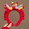 Bestickte Schleife Neujahr Haarreif Löwe Hanfu Haaraccessoires Süßes Rotes Plüsch Stirnband Kinder
