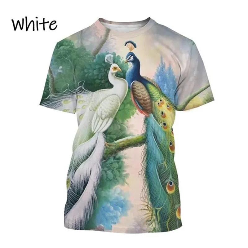 3d Animal Peacock Printed T Shirt Pavo Muticu Maurya Graphic T-shirts For Men Kid Fashion Funny Streetwear Short Sleeves Clothes