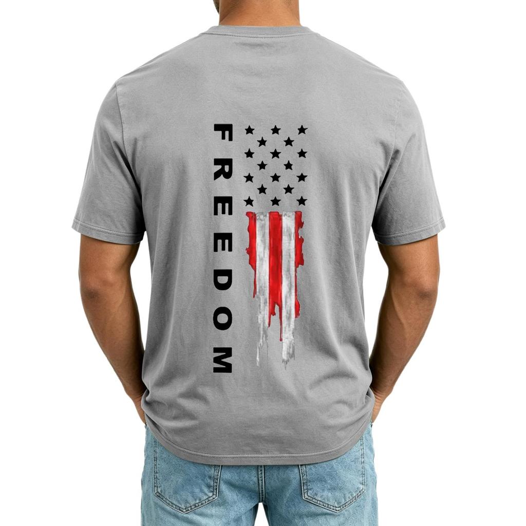 Men's V Neck Short Sleeve Casual Shirt with USA Print Pocket Design Lightweight Summer Top Comfortable Fit