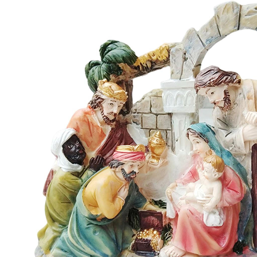Christmas Nativity Figurines Miniatures Scene Statue Decoration Ornaments Resurrection Manger Room